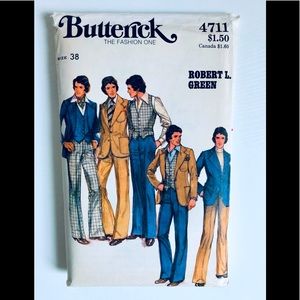 VTG 70s Butterick 38 piece UNCUT designer men’s Jacket vest pant pattern size 38